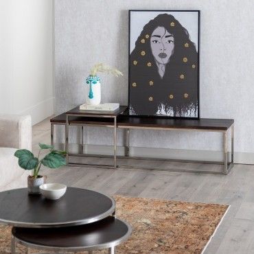 S/3 Mesa Centro Marrón-Plata 152 X 38,50 X 38,50 Cm