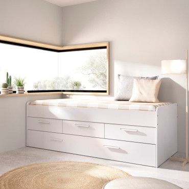 Cama nido doble Leka con tres cajones ambiente
