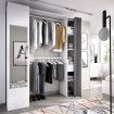 Armario vestidor Suit con 1 puerta espejo y cortina blanco