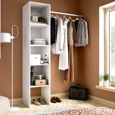 Vestidor Suit con estantes blanco ambiente