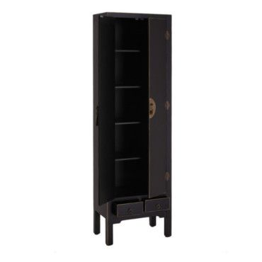 Armario 2 puertas y 2 cajones Negro 55 x 33 x 185 cm