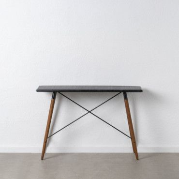 Consola de madera Oslo en negro y natural 120 x 38 x 81 cm