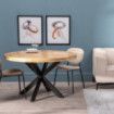 Mesa comedor redonda madera mango natural - negro 130 x 77 x 130 cm