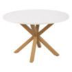 Mesa de comedor redonda blanca y natural 120 x 76 x 120 cm