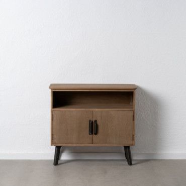 Recibidor de 2 Puertas Paul en Madera Natural - Negro 90 x 81 x 41 cm