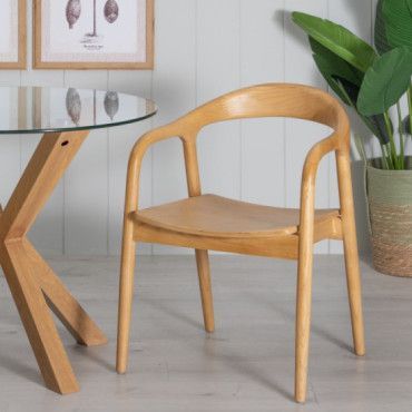 Silla de comedor de madera de olmo natural 55x77x60 cm
