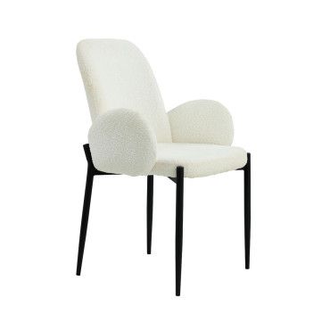 Silla de comedor Beca tapizado tela blanca