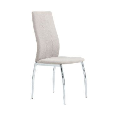 Silla de comedor tapizado tela beige claro Roxana