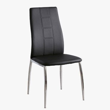 Silla de comedor tapizado PU Negro Roxana