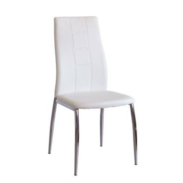 Silla de comedor tapizado PU blanco Roxana