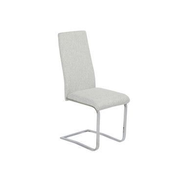 Silla comedor tapizada tela gris claro Kamil