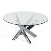 Mesa de centro cristal redonda Delia pata cromo 80 x 40 x 80 cm