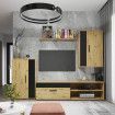 Mueble de salón Oslo roble Artisan - negro 200 x 180 x 35 cm