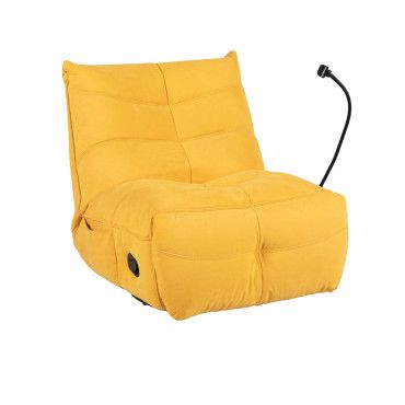Sillón relax manual con balancín Dimian tapizado amarillo