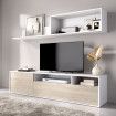 Mueble Salón TV - Colección Bay - Blanco - Natural 180 x 42 x 35 cm