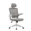 Silla de oficina con reposacabezas Aroa Gris - Blanca 65 x 114 - 124 x 55 cm