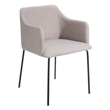 Silla de comedor tapizada beige estilo minimalista 52,5 x 77 x 53 cm