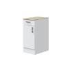 Modulo bajo de cocina 40 cm Kira 1 cajón y 1 puerta Blanco Brillo - Roble Canadian 40 x 90 x 60 cm