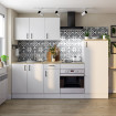 Cocina modular completa Barakaldo Kira Blanco Brillo - Roble Canadian 220 x 211 x 60 cm