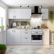 Cocina modular completa 240 cm Durango Kira Blanco Brillo - Roble Canadian 240 x 211 x 60 cm