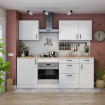 Cocina modular completa 220 cm Sestao Kira Blanco Brillo - Roble Canadian 220 x 211 x 60 cm