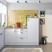 Cocina modular a medida Frente desayuno  Kira 180 cm Blanco Brillo - Roble Canadian 180 x 148 x 60 cm