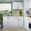 Cocina Modular a medida 160 cm Amorebieta Kira Blanco Brillo - Roble Canadian 160 x 211 x 60 cm