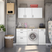 Muebles de cocina Kira para Lavadero 160 cm Blanco Brillo - Roble Canadian