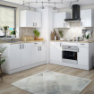 Cocina modular completa en forma L Bilbao Blanco Brillo - Roble Canadian 320 x 211 x 60 cm