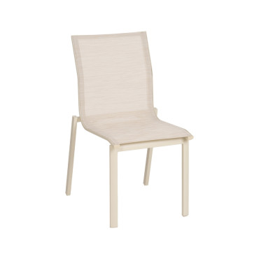 Silla de jardín apilable Aluminio - Textileno Beige 49 x 90 x 62 cm