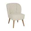 Sillón de madera de Caucho tapizado a rayas Verde - Blanco 54 x 73 x 64 cm