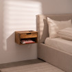 Mesita de noche colgante de madera 1 cajón 1 hueco color Miel 40 x 23 x 25 cm