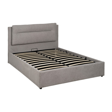 Canapé abatible láminas con cabecero tapizado Gris 164 x 110 x 214 cm