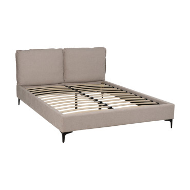 Cama canapé con cabecero tapizado Beige 163 x 93 x 215 cm