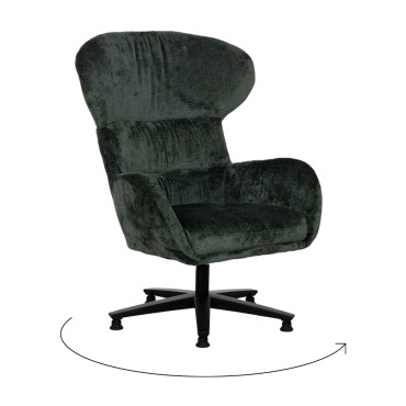 Sillón giratorio con brazos tapizado Verde 78 x 104,5 x 84,5 cm