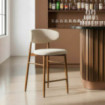 Taburete de bar medio Laredo tapizado repelente al agua Beige 53 x 95 x 52 cm