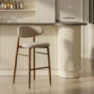 Taburete de bar alto Laredo tapizado repelente al agua Beige 54 x 105 x 52 cm