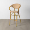 Taburete de Bar Tapizado Rattan Sintético Beige Estructura Aluminio 57x111x62 cm