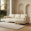 Sofá Chaise Longue reversible tapizado en tela color Beige 240 x 86 x 150 cm