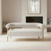 Sofá 2 plazas tapizado Beige con patas de madera 143 x 69 x 67 cm