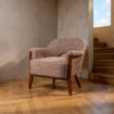 Sillón patas madera de caucho Beige marrón 75 x 76 x 74 cm
