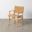 Silla de comedor de madera Robleda Natural con brazos y asiento trenzado 61 x 85 x 59 cm