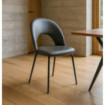 Silla de Comedor Tapizada Gris Símil Piel Estructura Hierro Negro 49x81x60 cm