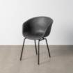 Silla de comedor tapizada simil piel negro metal 59x81,5x50,5 cm