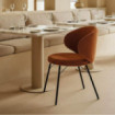 Silla de Comedor Tapizada Terracota Estructura 4 Patas Metal Negro 57x75x53 cm