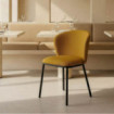 Silla de Comedor Tapizada Espiga Mostaza Estructura Metal Negro 55x78x55 cm
