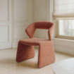Silla de comedor tapizada salmon tejido contract metal 59x81x63 cm