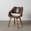 Silla tapizada símil piel Wood marrón 61 x 82 x 56 cm