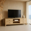 Mueble de televisión de madera Mindi Natural 4 cajones 150 x 55 x 40 cm