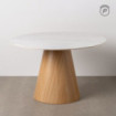 Mesa de comedor redonda Blanco - Natural 120 x 75 x 120 cm